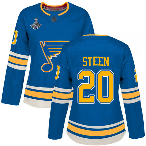 Blues #20 Alexander Steen Blue Alternate Authentic Stanley Cup Champions Women's Stitched Hockey Jersey