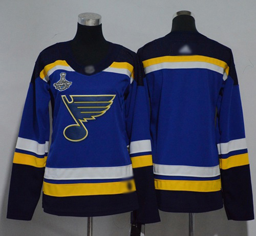 Blues Blank Blue Home Authentic Stanley Cup Champions Women's Stitched Hockey Jersey