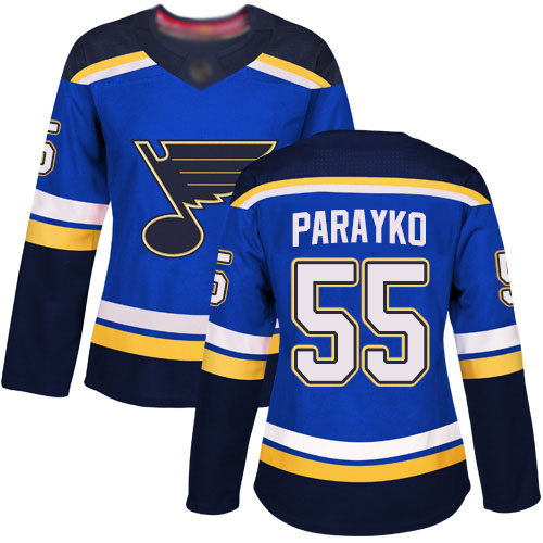 Blues #55 Colton Parayko Blue Home Authentic Women's Stitched Hockey Jersey