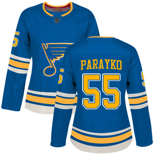 Blues #55 Colton Parayko Blue Alternate Authentic Women's Stitched Hockey Jersey