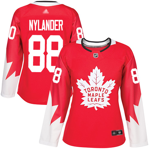 Maple Leafs #88 William Nylander Red Team Canada Authentic Women's Stitched Hockey Jersey