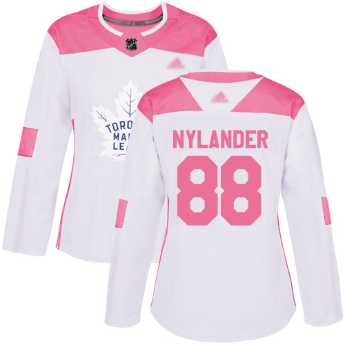 Maple Leafs #88 William Nylander White/Pink Authentic Fashion Women's Stitched Hockey Jersey