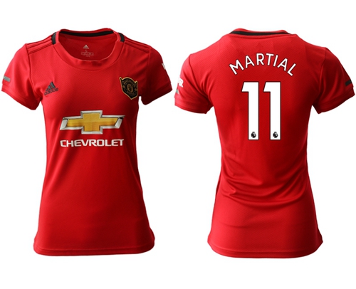 Women's Manchester United #11 Martial Red Home Soccer Club Jersey