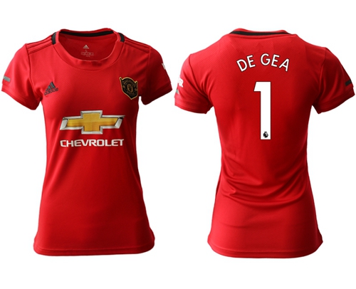 Women's Manchester United #1 DE GEA Red Home Soccer Club Jersey