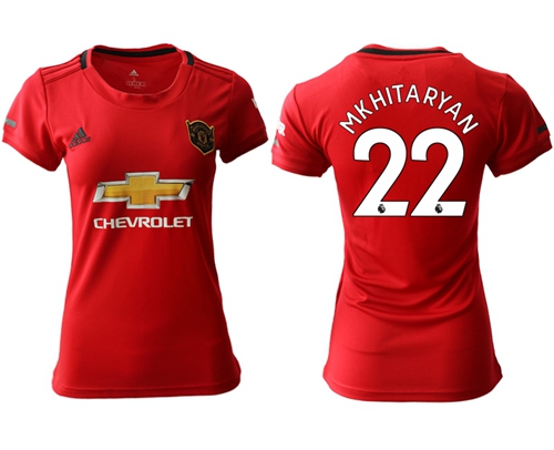 Women's Manchester United #22 Mkhitaryan Red Home Soccer Club Jersey