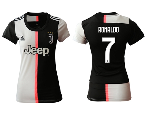 Women's Juventus #7 Ronaldo Home Soccer Club Jersey