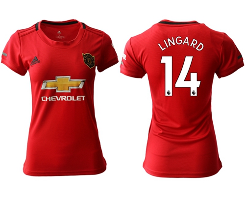 Women's Manchester United #14 Lingard Red Home Soccer Club Jersey