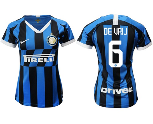 Women's Inter Milan #6 Devrij Home Soccer Club Jersey