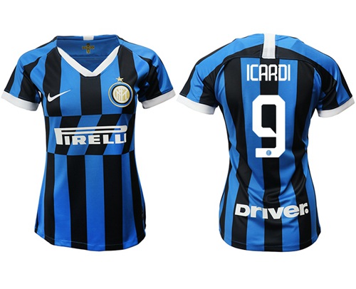 Women's Inter Milan #9 Icardi Home Soccer Club Jersey