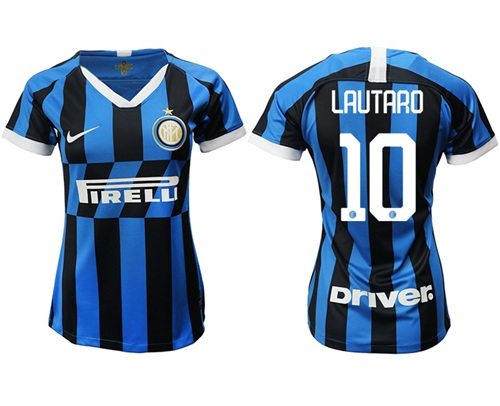 Women's Inter Milan #10 Lautaro Home Soccer Club Jersey