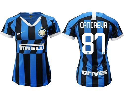 Women's Inter Milan #87 Candreva Home Soccer Club Jersey