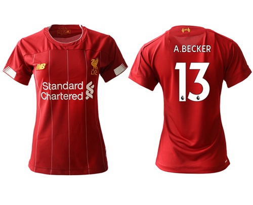 Women's Liverpool #13 A.Becker Red Home Soccer Club Jersey