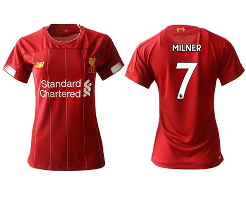 Women's Liverpool #7 Milner Red Home Soccer Club Jersey