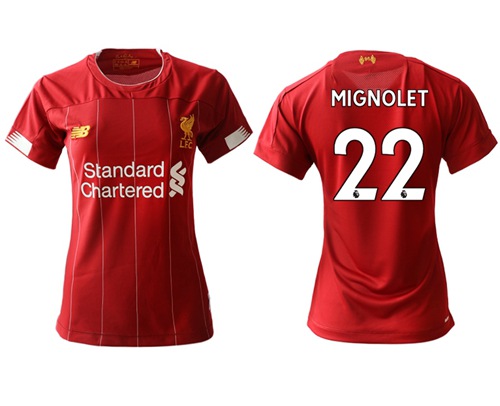 Women's Liverpool #22 Mignolet Red Home Soccer Club Jersey