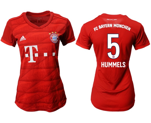 Women's Bayern Munchen #5 Hummels Home Soccer Club Jersey