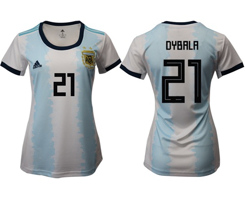 Women's Argentina #21 Dybala Home Soccer Country Jersey