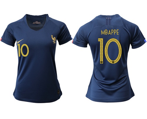 Women's France #10 Mbappe Home Soccer Country Jersey