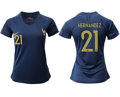 Women's France #21 Hernandez Home Soccer Country Jersey