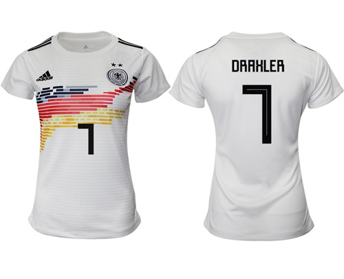 Women's Germany #7 Draxler White Home Soccer Country Jersey