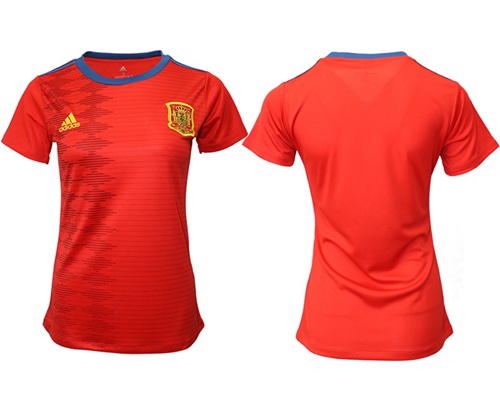 Women's Spain Blank Red Home Soccer Country Jersey