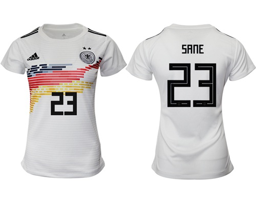Women's Germany #23 Sane White Home Soccer Country Jersey