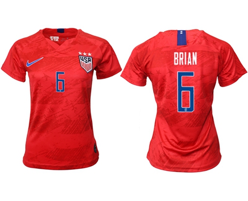 Women's USA #6 Brian Away Soccer Country Jersey