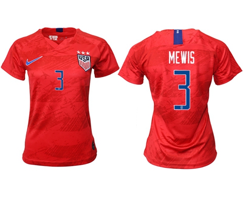 Women's USA #3 Mewis Away Soccer Country Jersey