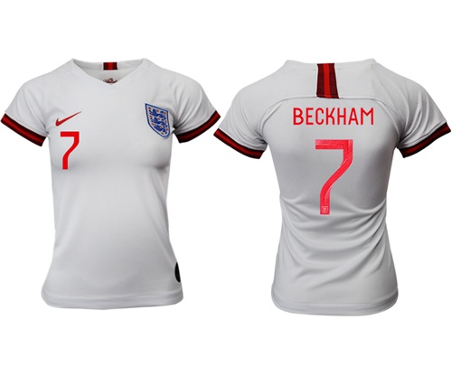 Women's England #7 Beckham Home Soccer Country Jersey