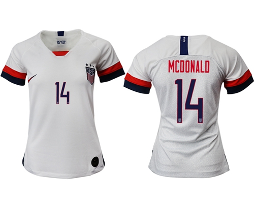 Women's USA #14 Mcdonald Home Soccer Country Jersey