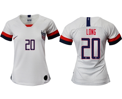 Women's USA #20 Long Home Soccer Country Jersey