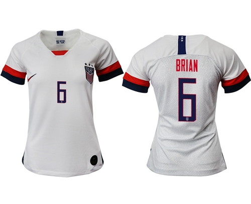 Women's USA #6 Brian Home Soccer Country Jersey