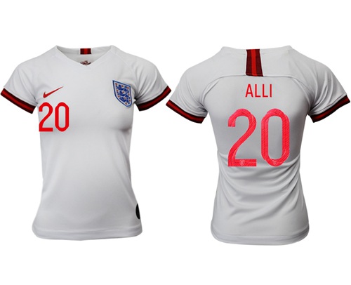 Women's England #20 Alli Home Soccer Country Jersey