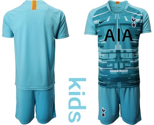 Tottenham Hotspur Blank Light Blue Goalkeeper Kid Soccer Club Jersey