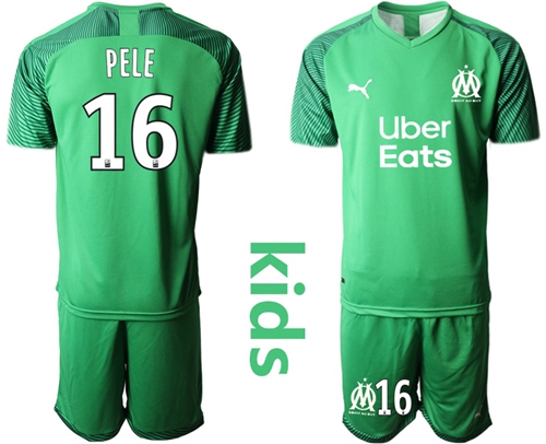 Marseille #16 Pele Green Goalkeeper Kid Soccer Club Jersey