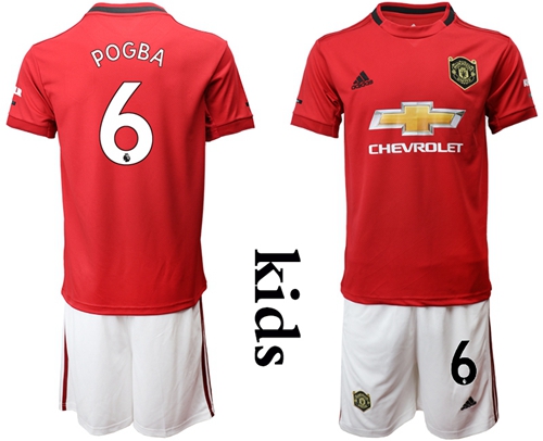 Manchester United #6 Pogba Home Kid Soccer Club Jersey