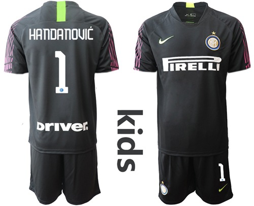 Inter Milan #1 Handanovic Black Goalkeeper Kid Soccer Club Jersey