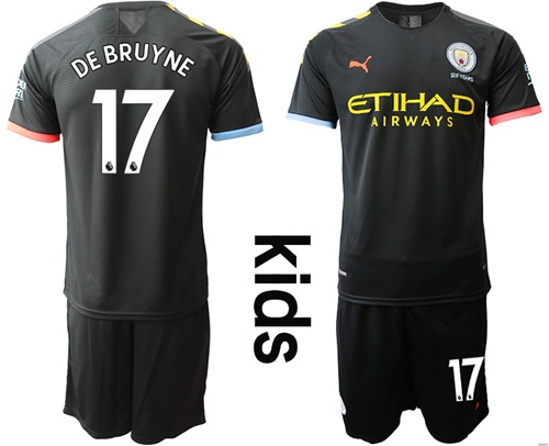 Manchester City #17 De Bruyne Away Kid Soccer Club Jersey
