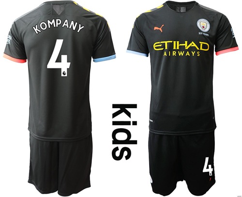 Manchester City #4 Kompany Away Kid Soccer Club Jersey
