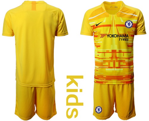 Chelsea Blank Yellow Goalkeeper Kid Soccer Club Jersey