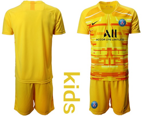 Paris Saint Germain Blank Yellow Goalkeeper Kid Soccer Club Jersey