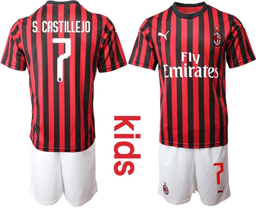 AC Milan #7 S.Castillejo Home Kid Soccer Club Jersey