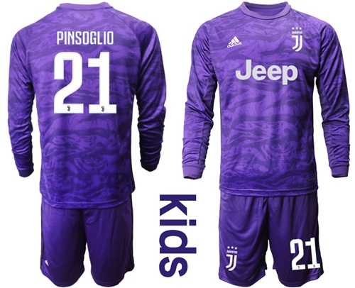 Juventus #21 Pinsoglio Purple Goalkeeper Long Sleeves Kid Soccer Club Jersey
