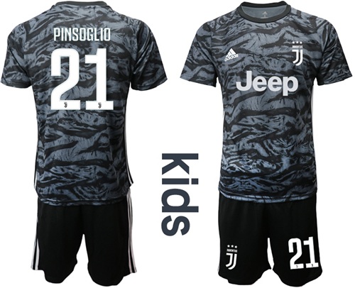 Juventus #21 Pinsoglio Black Goalkeeper Kid Soccer Club Jersey