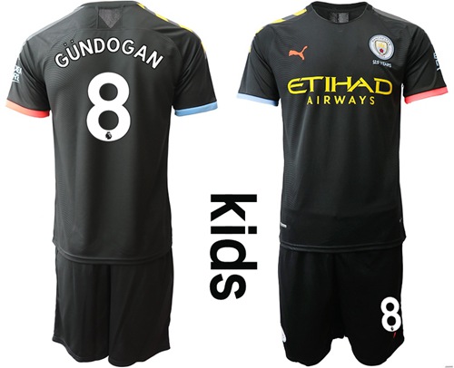 Manchester City #8 Gundogan Away Kid Soccer Club Jersey