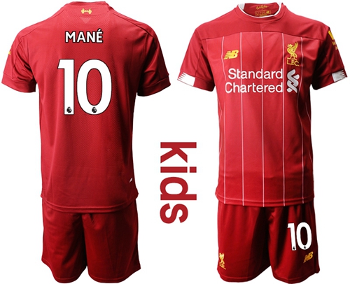 Liverpool #10 Mane Red Home Kid Soccer Club Jersey