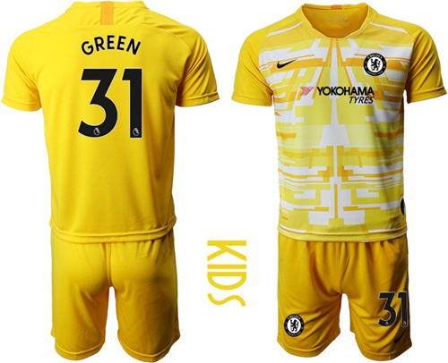 Chelsea #31 Green Yellow Goalkeeper Kid Soccer Club Jersey
