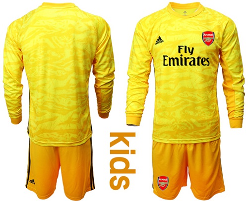 Arsenal Blank Yellow Long Sleeves Kid Soccer Club Jersey