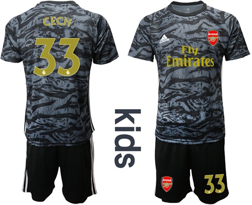 Arsenal #33 Cech Black Goalkeeper Kid Soccer Club Jersey