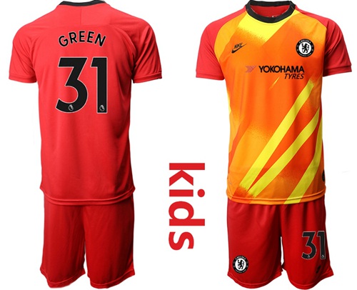 Chelsea #31 Green Red Goalkeeper Kid Soccer Club Jersey