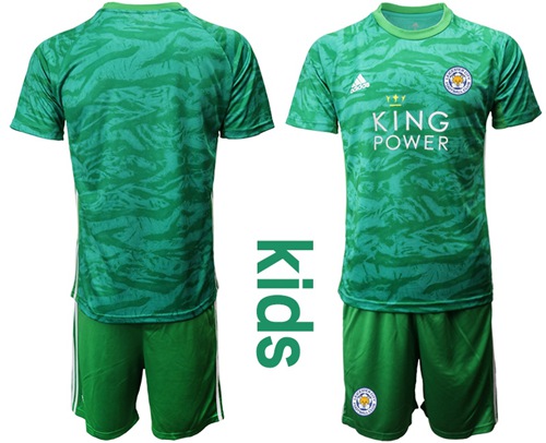 Leicester City Blank Green Goalkeeper Kid Soccer Club Jersey